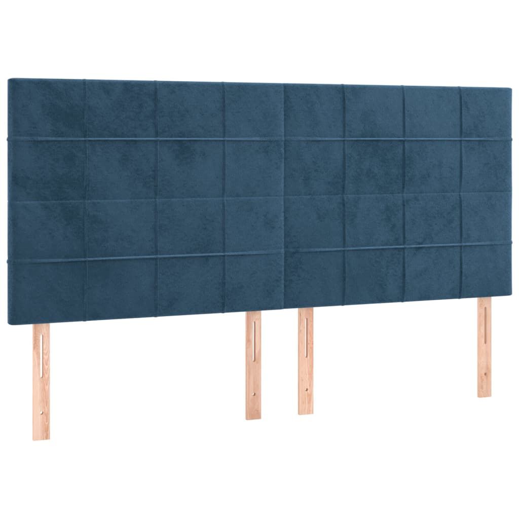 vidaXL Κρεβάτι Boxspring με Στρώμα Σκούρο Μπλε 200x200 εκ. Βελούδινο