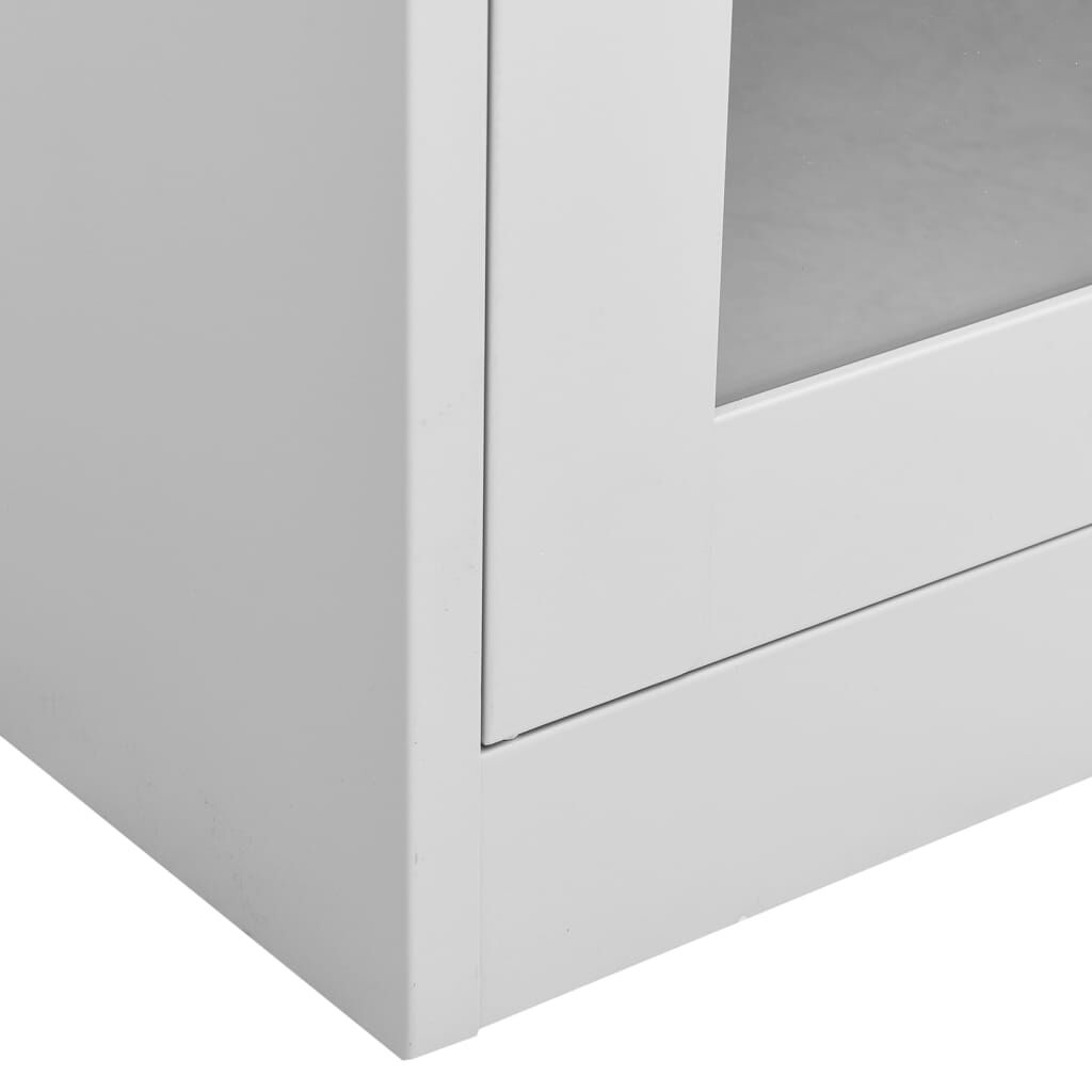 vidaXL Ντουλάπα Γραφείου Ανοιχτό Γκρι 90x40x180 εκ Ατσάλι/Ψημένο Γυαλί