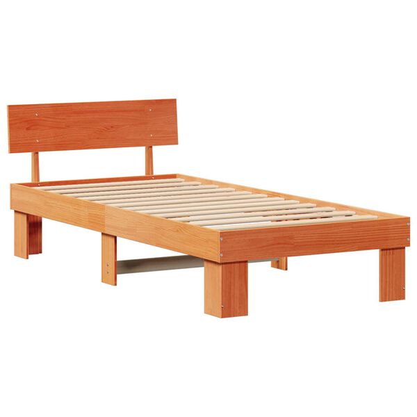 vidaXL Σκελετός Κρεβατιού Καφέ κεριού 90 x 190 cm Συμπαγές ξύλο πεύκου