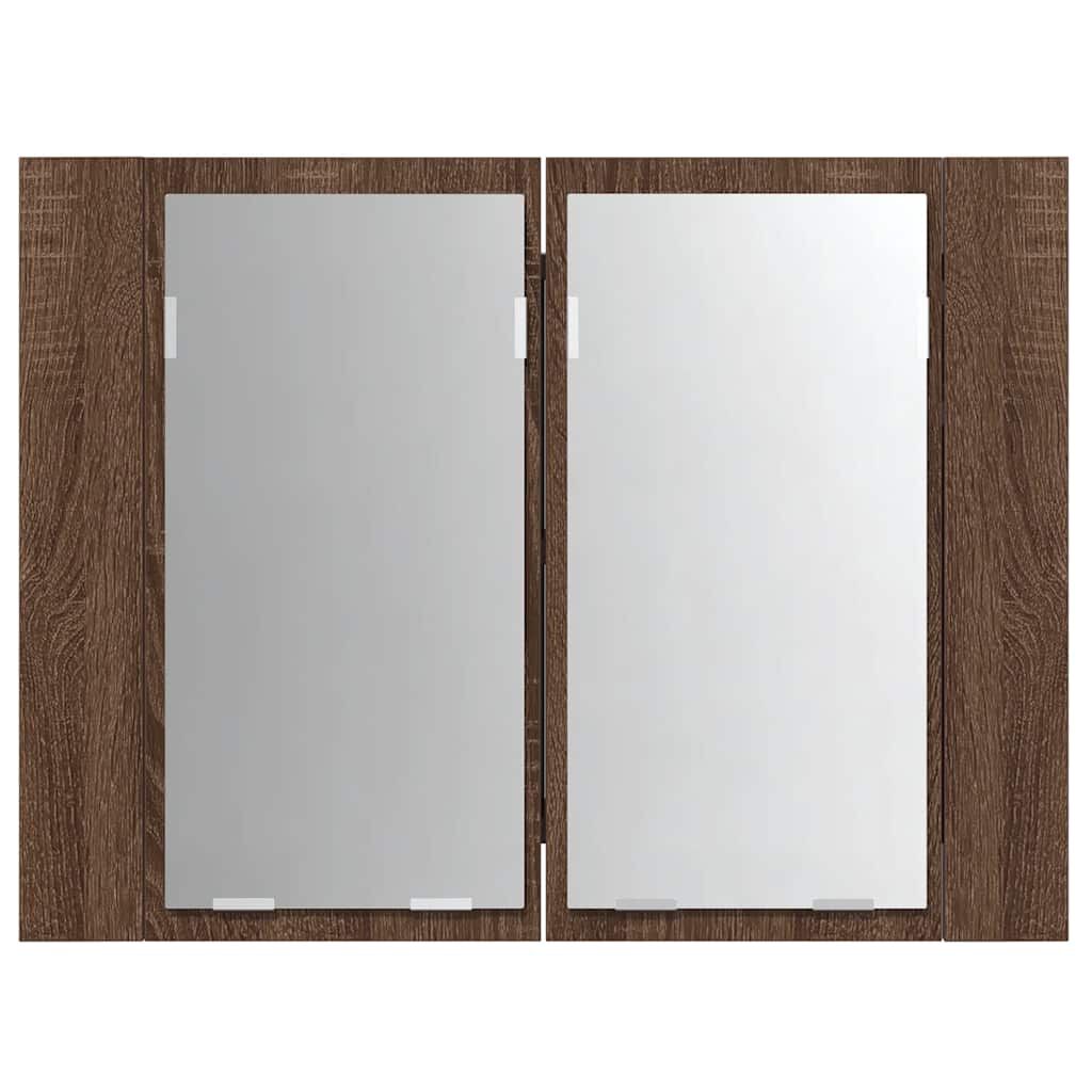 vidaXL Έπιπλο Καθρέφτη με LED Καφέ Δρυς 60x12x45 εκ. από Επεξ. Ξύλο