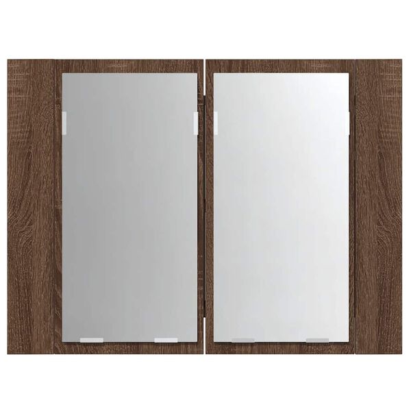 vidaXL Έπιπλο Καθρέφτη με LED Καφέ Δρυς 60x12x45 εκ. από Επεξ. Ξύλο