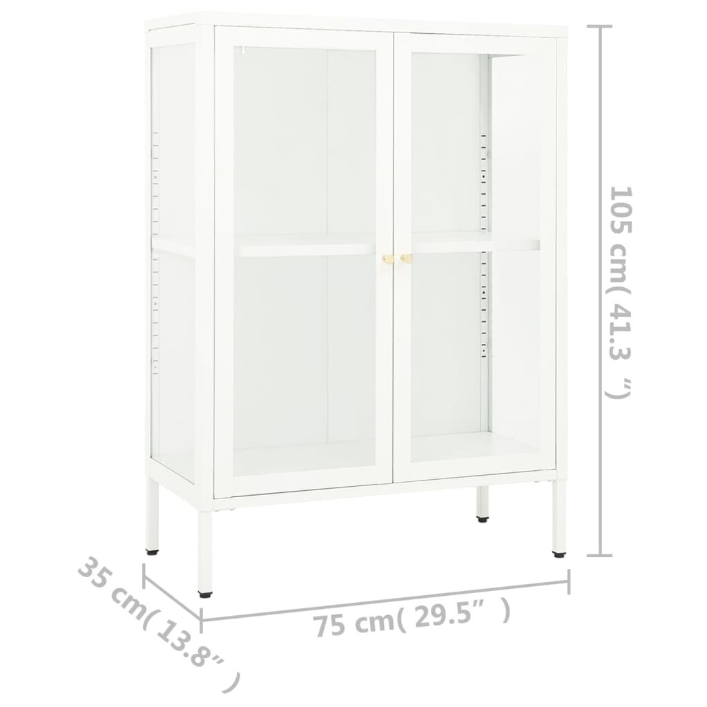 vidaXL Μπουφές Λευκός 75 x 35 x 105 εκ. από Ατσάλι και Γυαλί