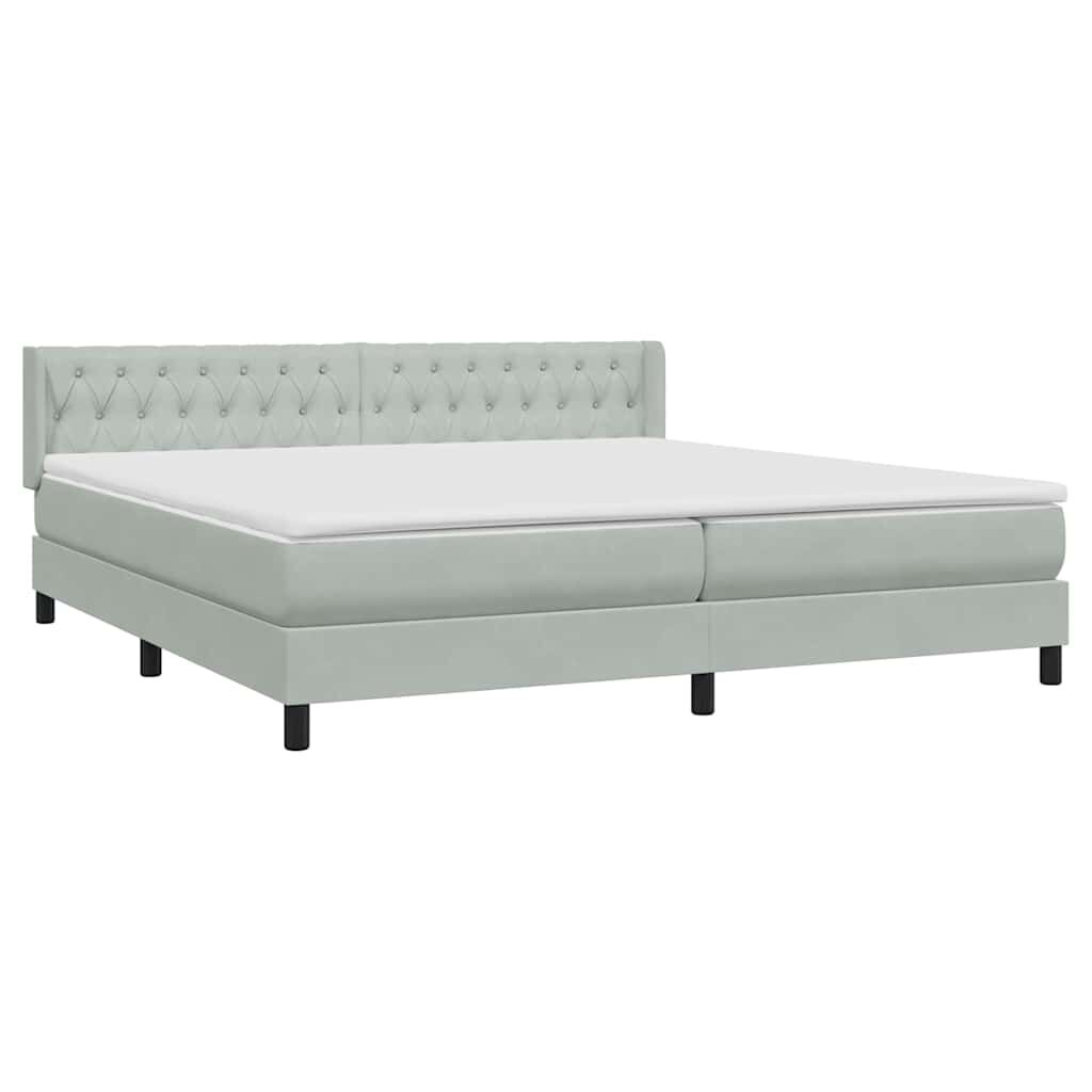 vidaXL Box Spring κρεβάτι με στρώμα ανοιχτό γκρι 180x220 cm Βελούδινο