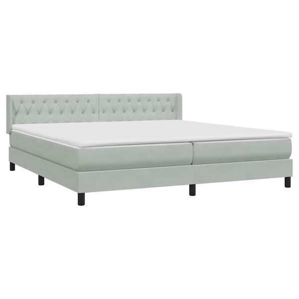 vidaXL Box Spring κρεβάτι με στρώμα ανοιχτό γκρι 180x220 cm Βελούδινο