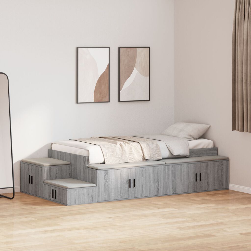 vidaXL Κρεβάτι Αποθήκευσης Γκρι Sonoma 75x190 εκ.