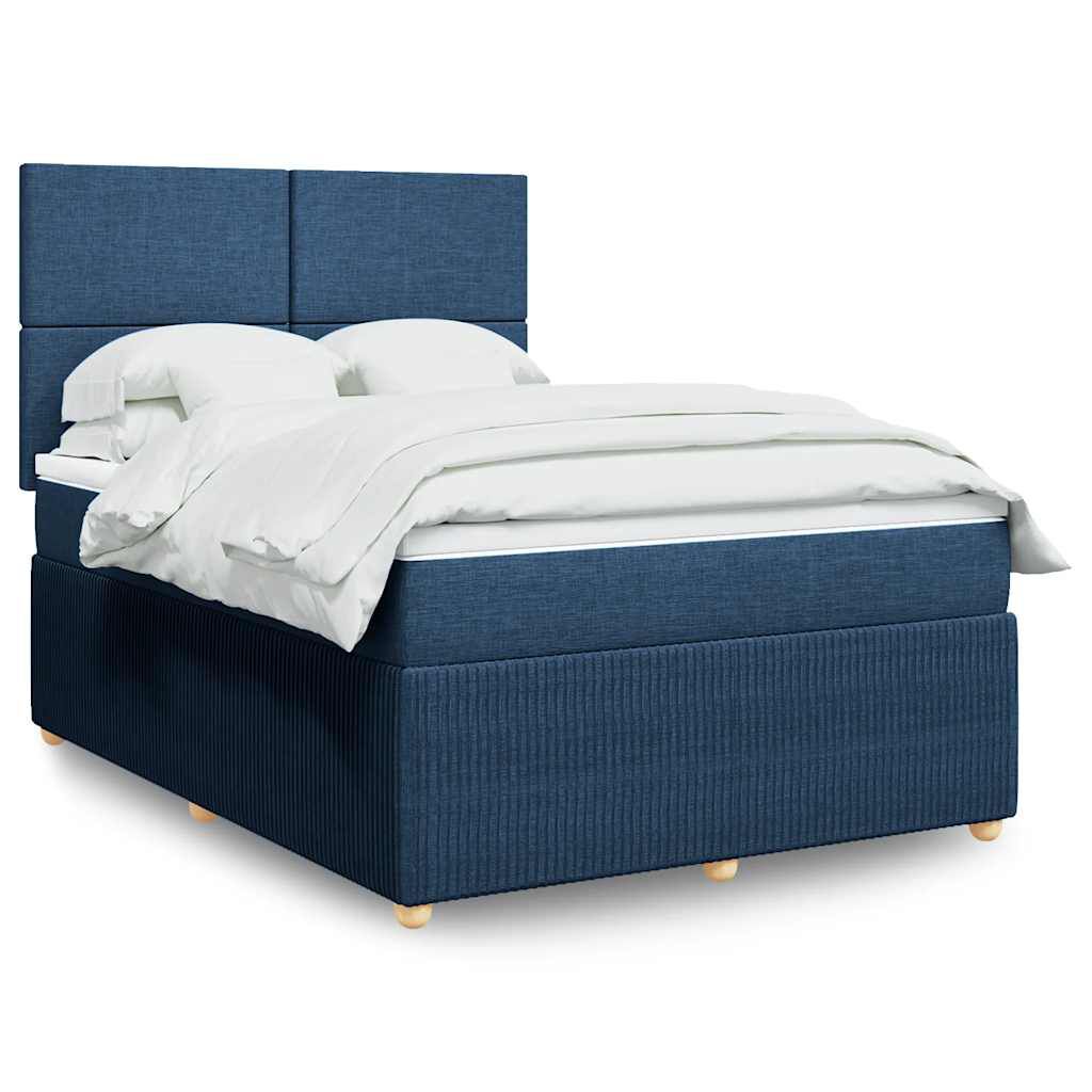 vidaXL Κρεβάτι Boxspring με Στρώμα Μπλε 140x200 εκ. Υφασμάτινο
