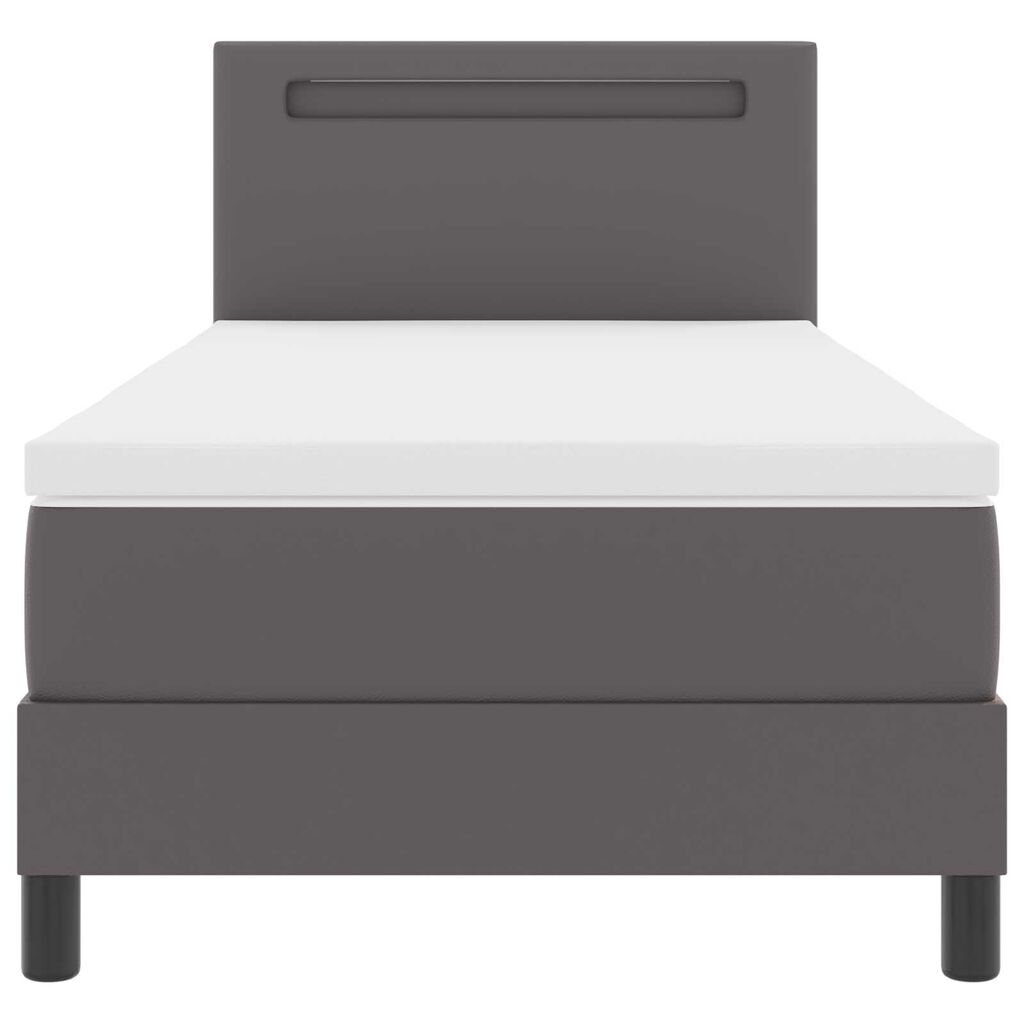 vidaXL Κρεβάτι Box Spring με Στρώμα Γκρι 100x200 cm από Συνθετικό Δέρμα