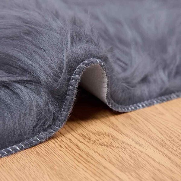 vidaXL Ψεύτικο Δέρμα Προβάτου Χαλί Ανθρακί 60 x 110 cm Πολυεστέρας