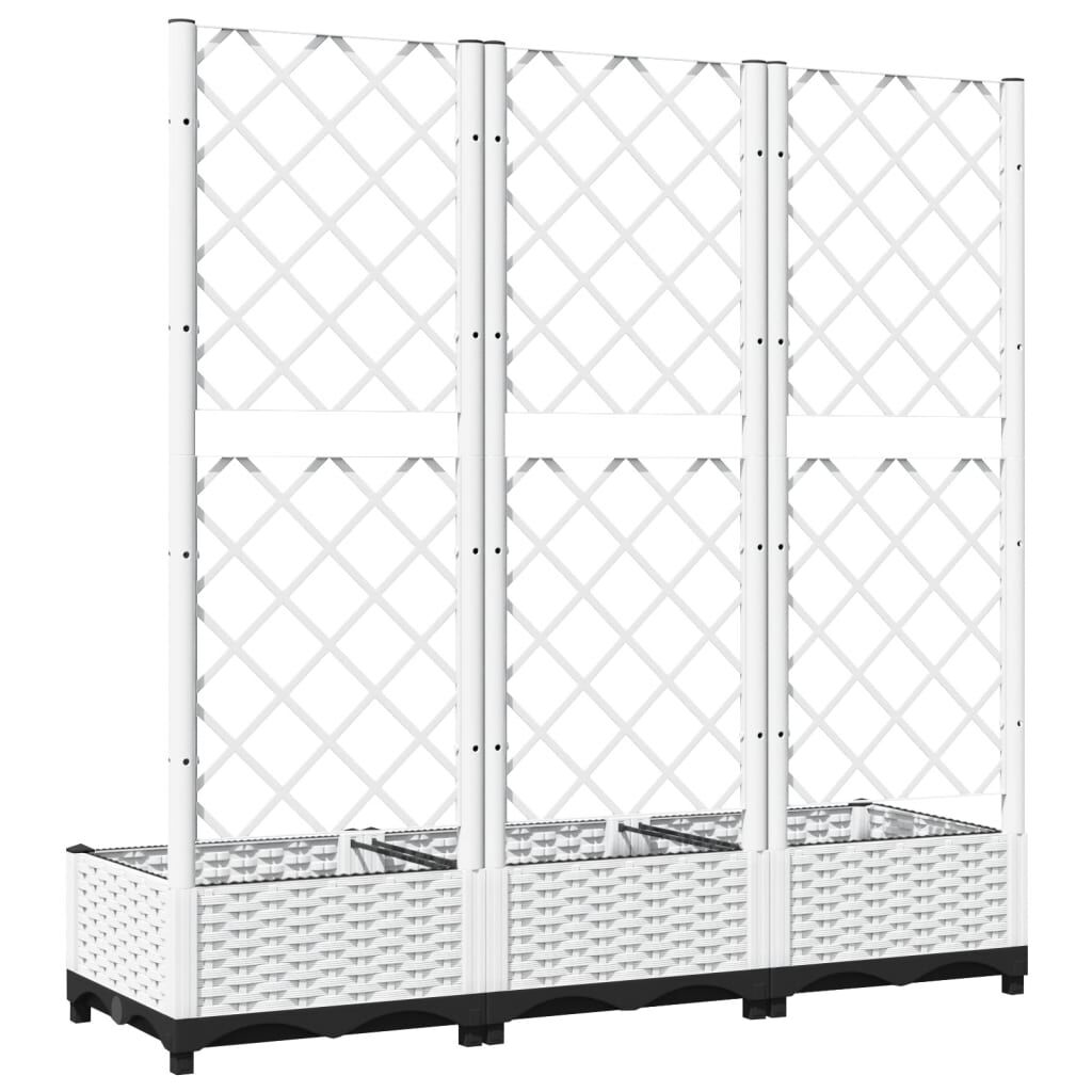 vidaXL Ζαρντινιέρα Κήπου με Καφασωτό Λευκή 120x40x121,5 εκ. Πολυπροπ.