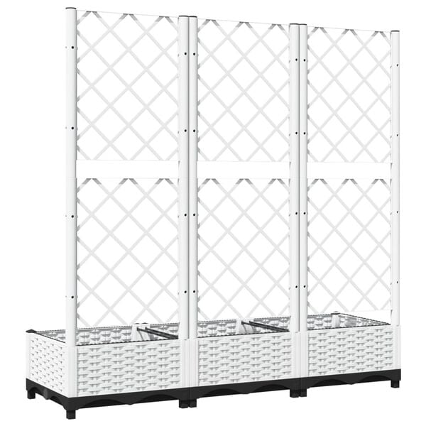 vidaXL Ζαρντινιέρα Κήπου με Καφασωτό Λευκή 120x40x121,5 εκ. Πολυπροπ.