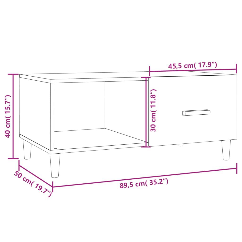 vidaXL Τραπεζάκι Σαλονιού Γκρι Sonoma 89,5x50x40εκ. Επεξεργασμένο Ξύλο