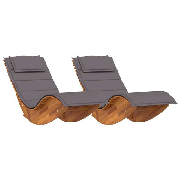 vidaXL Ξαπλώστρα 2 pcs Καφέ 60 x 154 x 74εκ Μασίφ ξύλο ακακίας