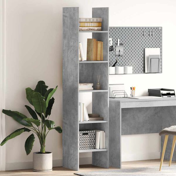 vidaXL Βιβλιοθήκη Γκρι Σκυροδέματος 40 x 35 x 180 εκ. από Επεξ. Ξύλο