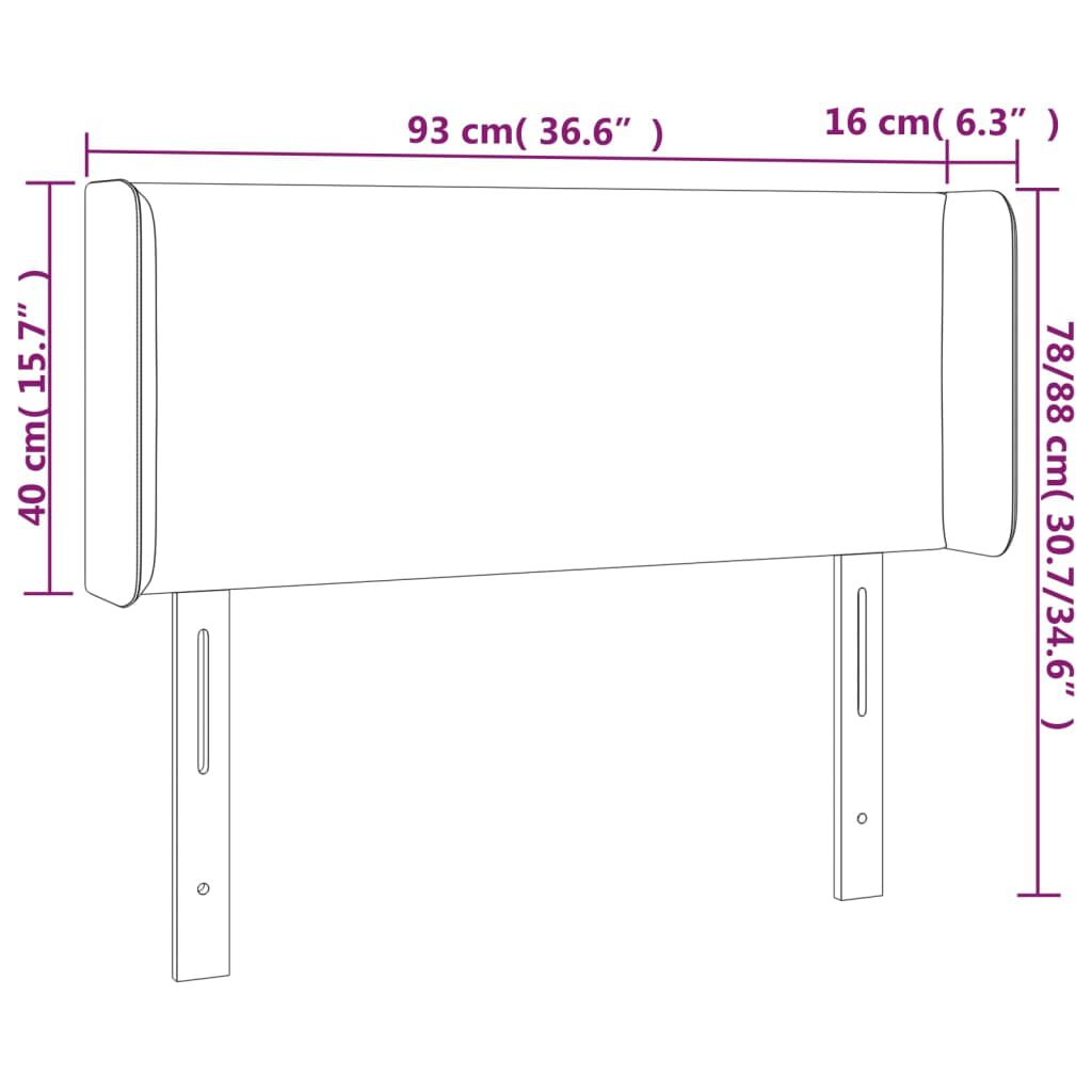 vidaXL Κεφαλάρι Κρεβατιού LED Γκρι 93x16x78/88 εκ. από Συνθετικό Δέρμα