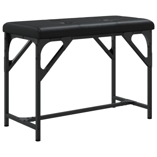 vidaXL Πάγκος Τραπεζαρίας Μαύρος 62x32x45 εκ. Ατσάλι / Συνθετικό Δέρμα