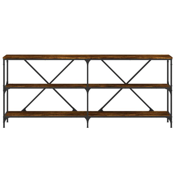 vidaXL Τραπέζι Κονσόλα Καπνιστή Δρυς 180x30x75 εκ. Επεξ. Ξύλο/Σίδηρος
