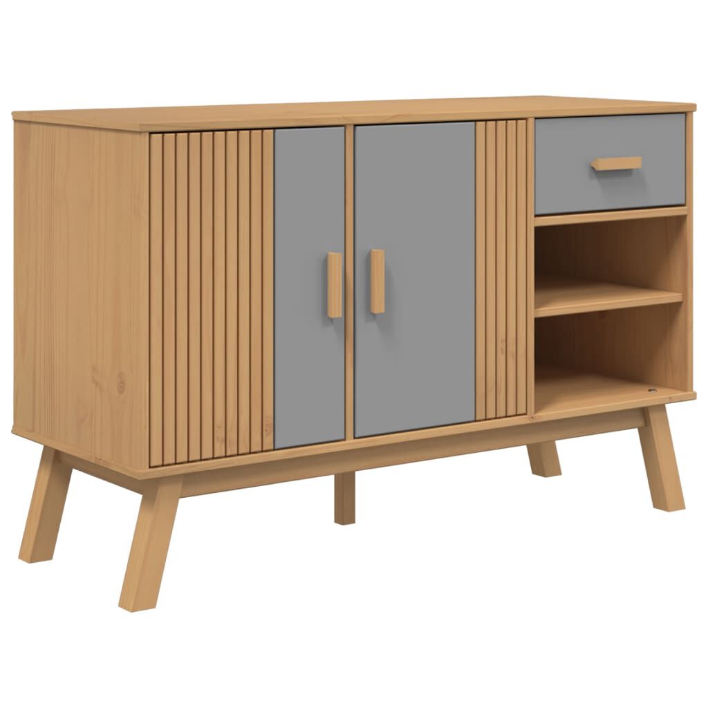 vidaXL Μπουφές OLDEN Γκρι & Καφέ 114x43x73,5 εκ. από Μασίφ Ξύλο Πεύκου