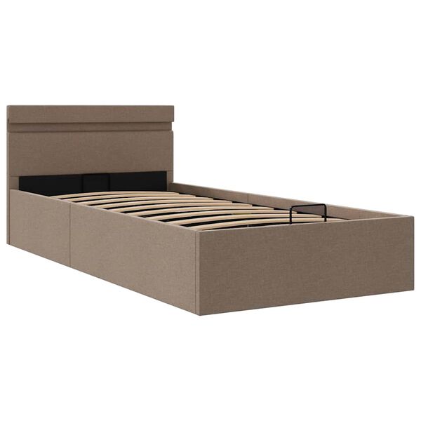 vidaXL Πλαίσιο Κρεβατιού με Αποθ. Χώρο/LED Taupe 90x200 εκ. Ύφασμα