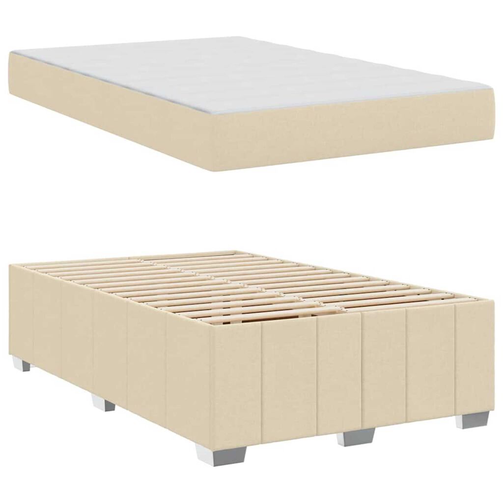 vidaXL Σκελετός Κρεβατιού με στρώμα Κρεμ 120 x 200 cm ύφασμα
