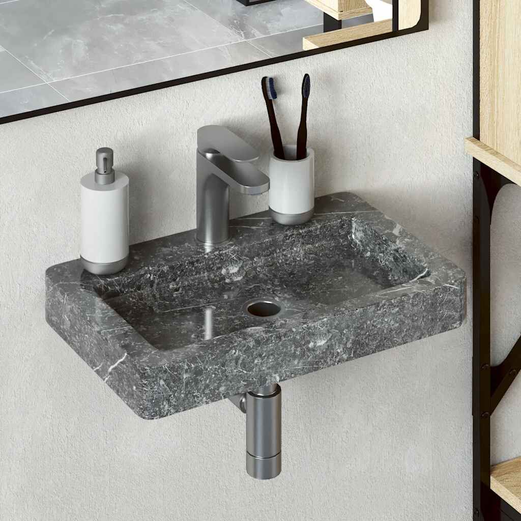 vidaXL Νιπτήρας Επιτοίχιος Γκρι 38 x 24 x 6,5 εκ. Μαρμάρινος