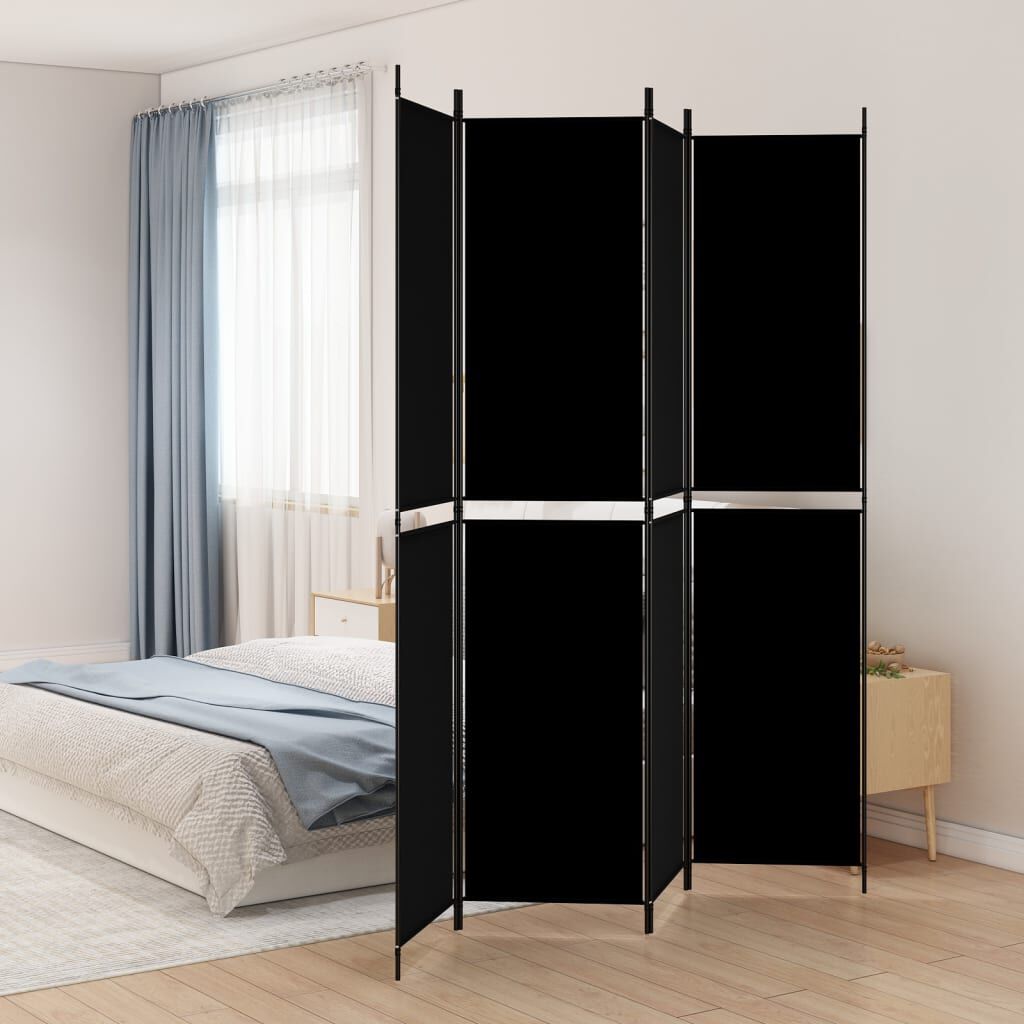vidaXL Διαχωριστικό Δωματίου με 4 Πάνελ Μαύρο 200 x 220 εκ. Υφασμάτινο