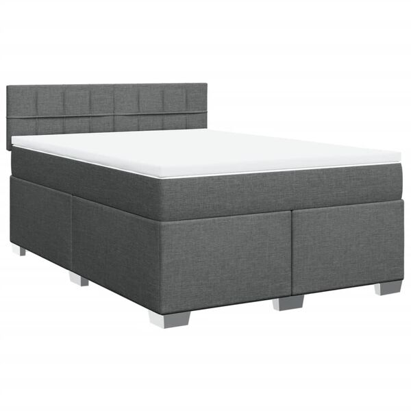 vidaXL Κρεβάτι Boxspring με Στρώμα Σκούρο Γκρι 140x200 εκ Υφασμάτινο