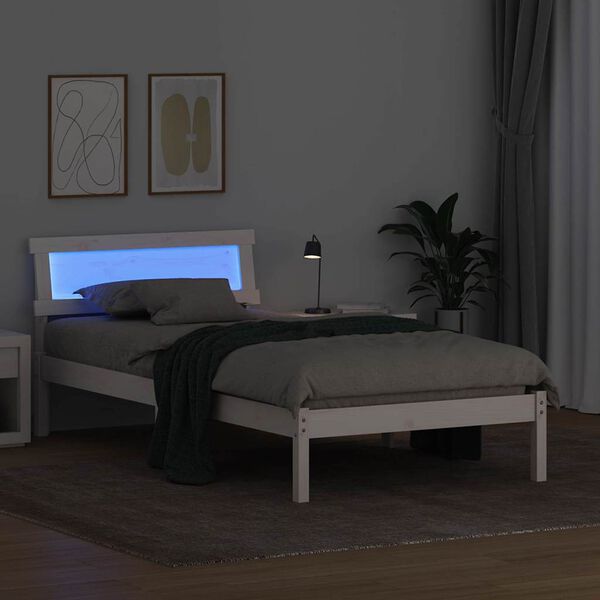 vidaXL Σκελετός Κρεβατιού Λευκό 75 x 190 cm Μασίφ ξύλο πεύκου