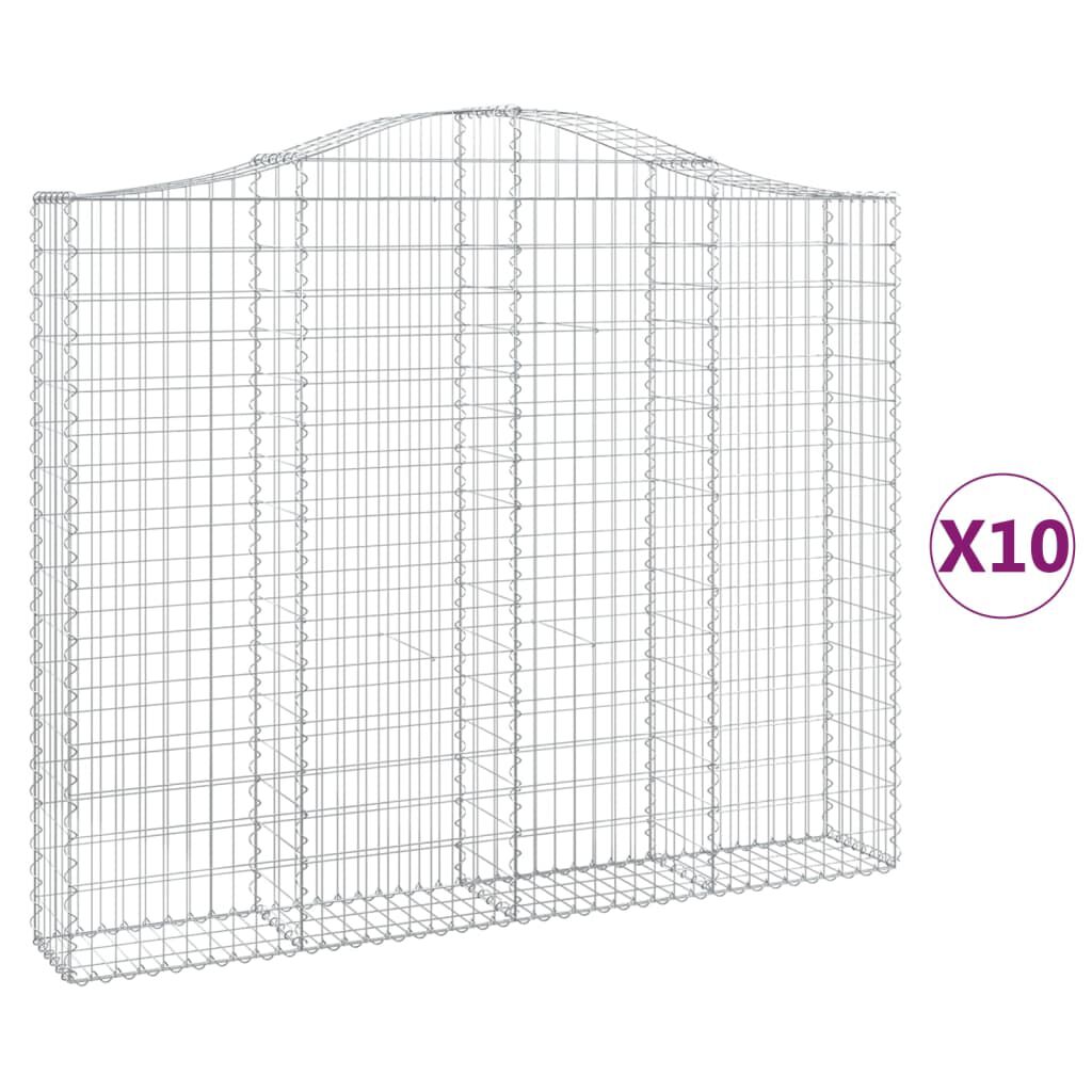 vidaXL Συρματοκιβώτια Τοξωτά 10 τεμ. 200x30x160/180 εκ. Γαλβαν. Ατσάλι