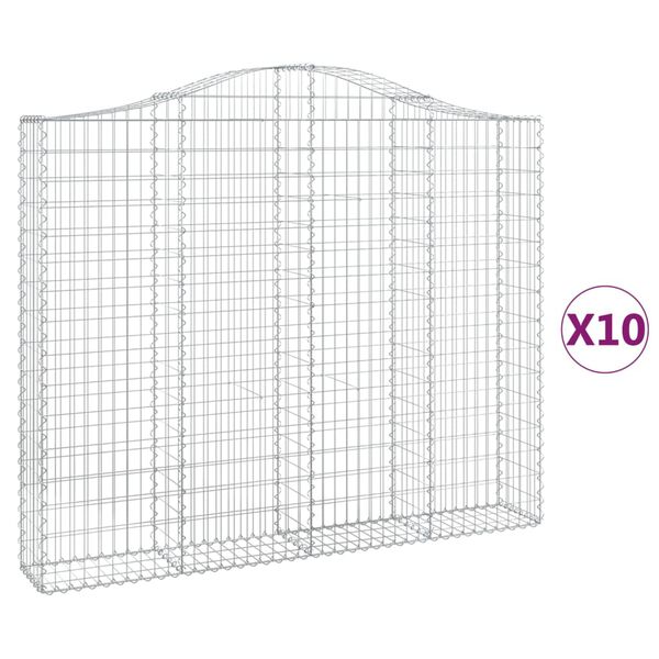 vidaXL Συρματοκιβώτια Τοξωτά 10 τεμ. 200x30x160/180 εκ. Γαλβαν. Ατσάλι