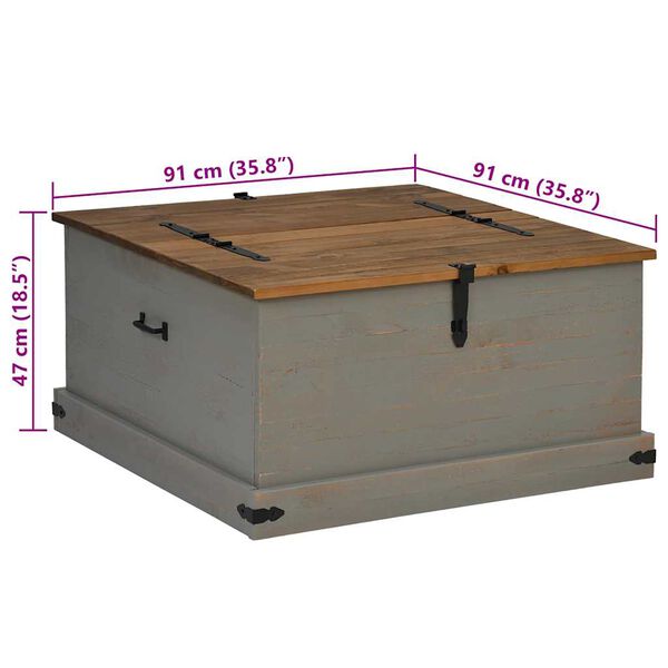 vidaXL Σεντούκι αποθήκευσης HALDEN γκρι 91x91x47 cm μασίφ ξύλο πεύκο