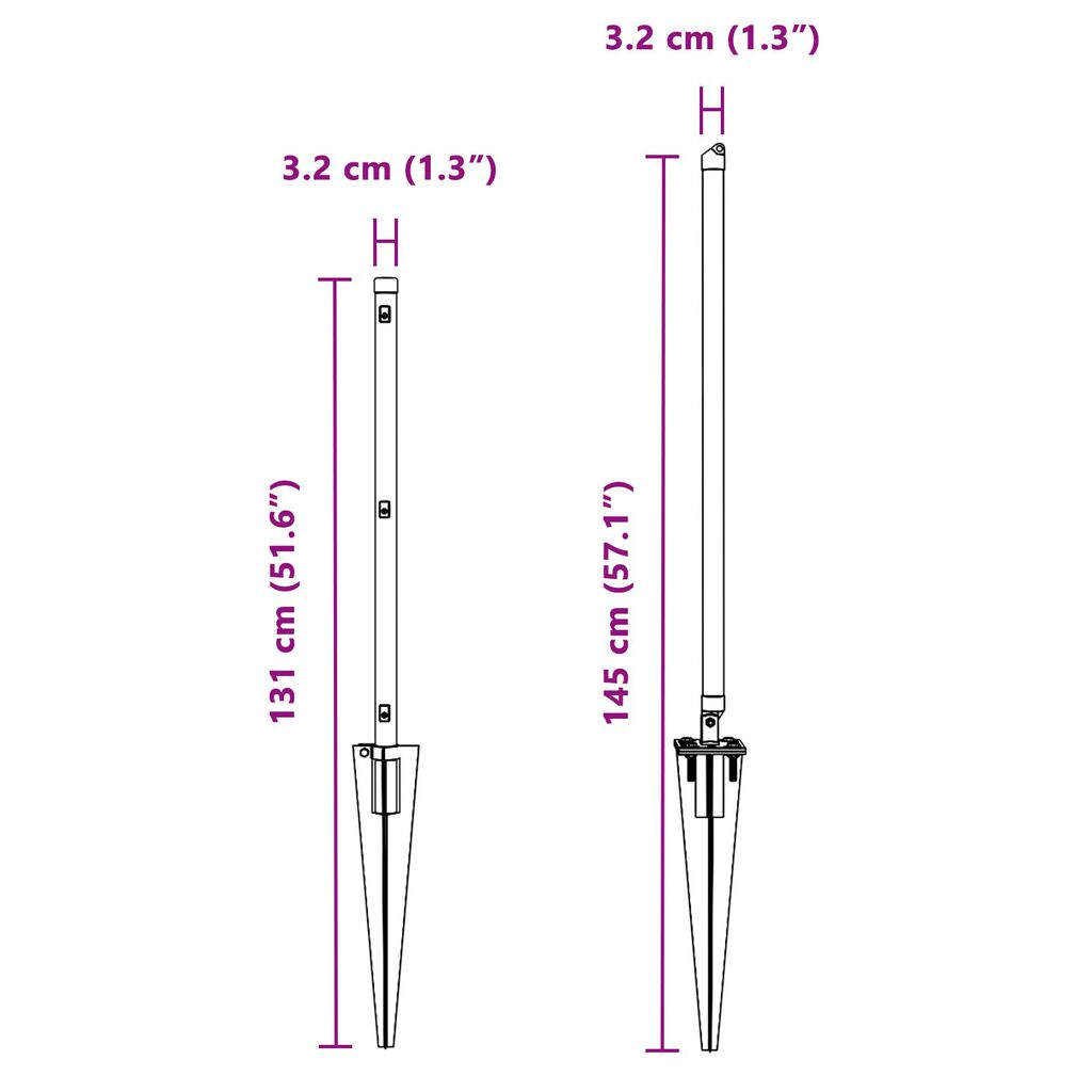 vidaXL Στηλοθέτες με Σφήνες 52 τεμ Ø32 mm 100 cm Γαλβανισμένο Ατσάλι