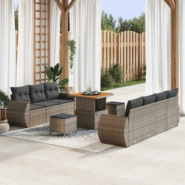 vidaXL Σετ Καναπέ Κήπου 10 pcs Γκρι συνθετικό ρατάν