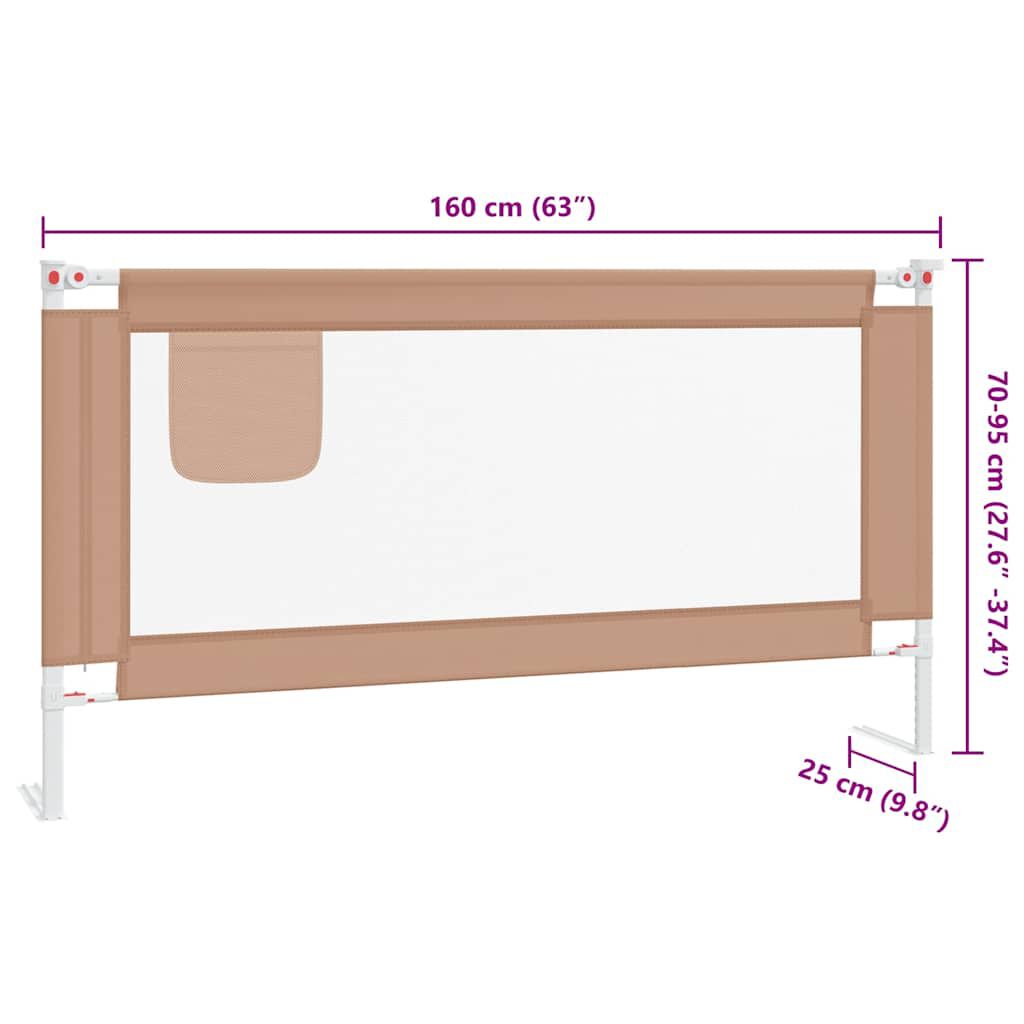 vidaXL Μπάρα Κρεβατιού Προστατευτική Taupe 160 x 25 εκ. Υφασμάτινη