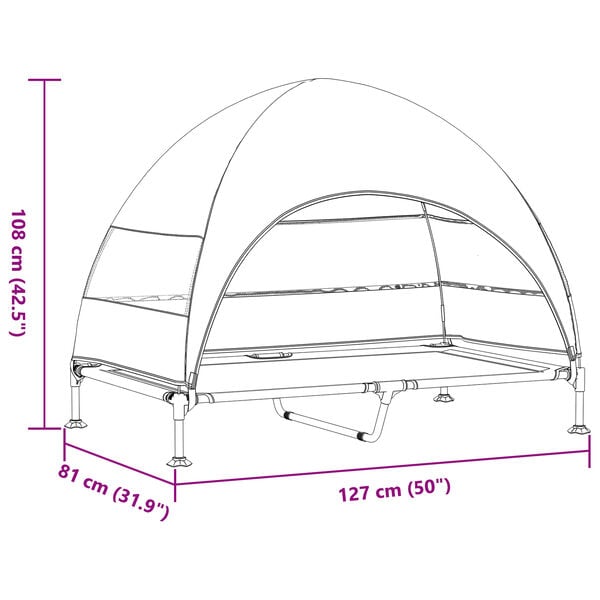 vidaXL Ανασηκωμένο Κρεβάτι Σκύλου Μαύρο 127 x 81 x 108 εκ.