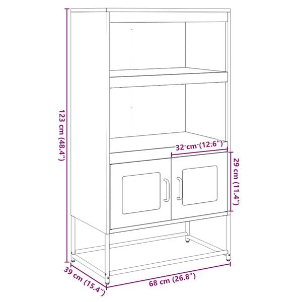vidaXL Highboard Ελαιοπράσινο 68x39x123 cm Ατσάλι