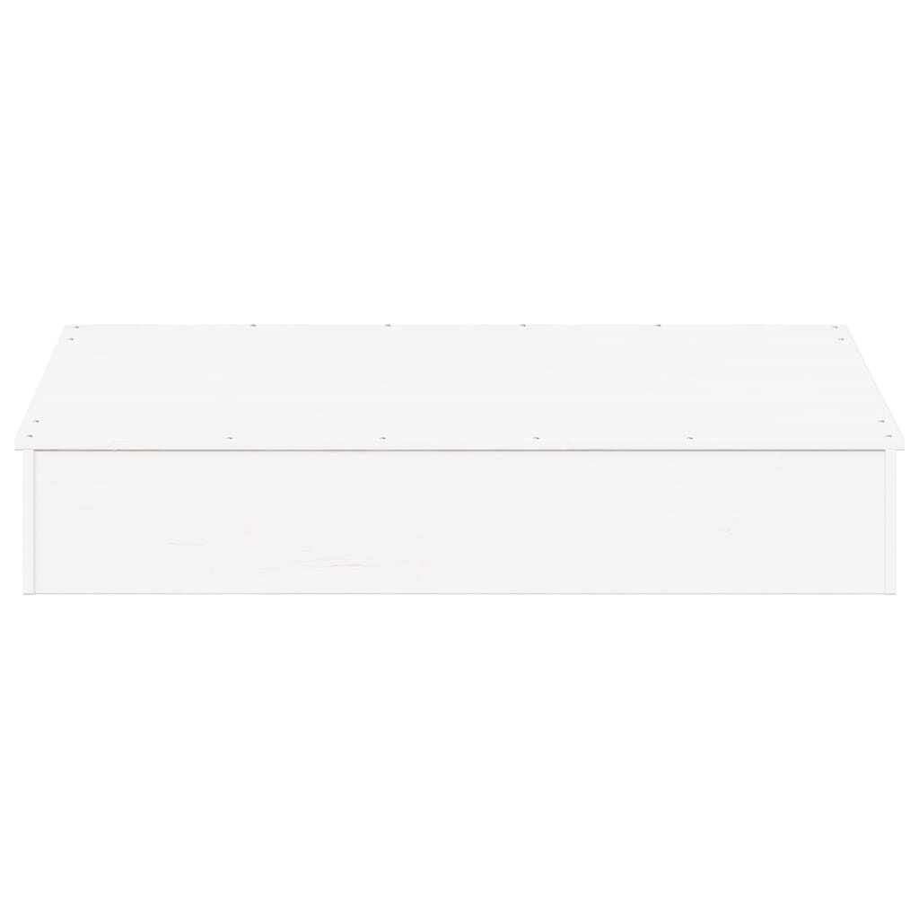 vidaXL Αμμοδόχος με Κάλυμμα Λευκή 111x111x19,5 εκ. Μασίφ Ξύλο Πεύκου