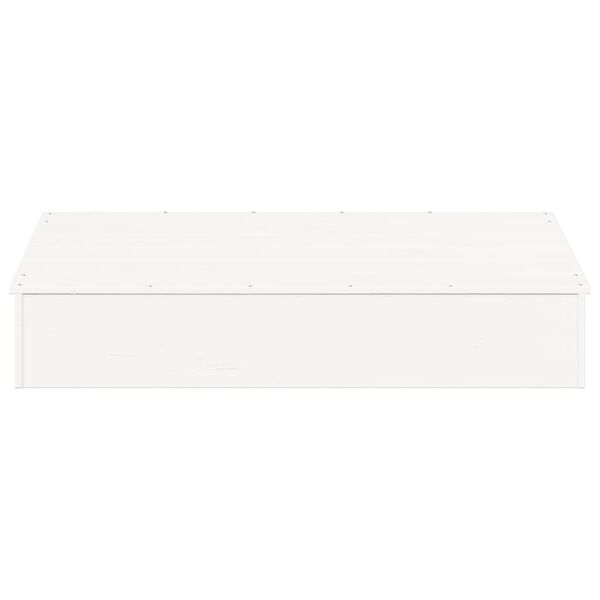 vidaXL Αμμοδόχος με Κάλυμμα Λευκή 111x111x19,5 εκ. Μασίφ Ξύλο Πεύκου