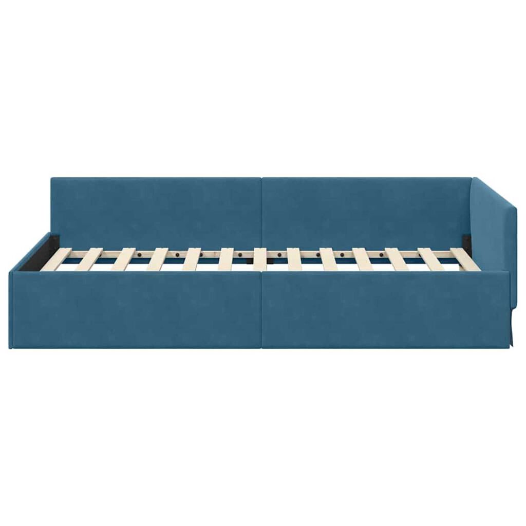 vidaXL Κρεβάτι Γωνίας Μπλε 100 x 200 cm Βελούδο και Εργοστασιακό ξύλο