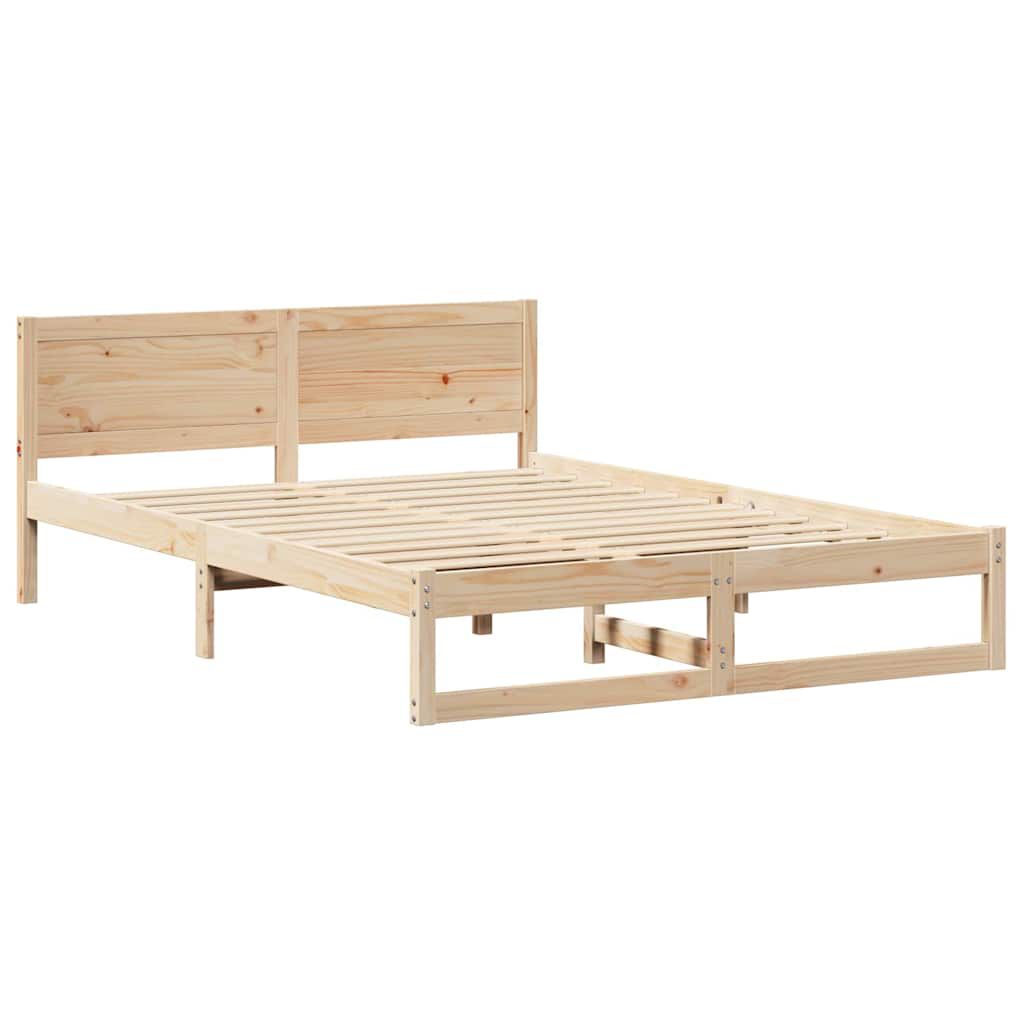 vidaXL Σκελετός Κρεβατιού Καφέ 140 x 200 cm Μασίφ ξύλο πεύκου