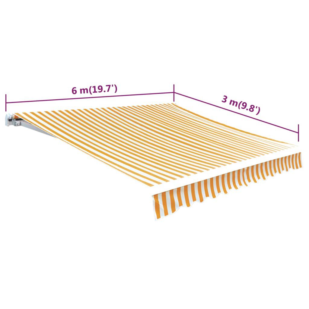 vidaXL Τεντόπανο Έντονο Κίτρινο/Λευκό 6x3 μ Καραβόπανο (Χωρίς Πλαίσιο)