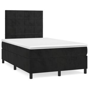 vidaXL Κρεβάτι Boxspring με Στρώμα Μαύρο 120 x 200 εκ. Βελούδινο