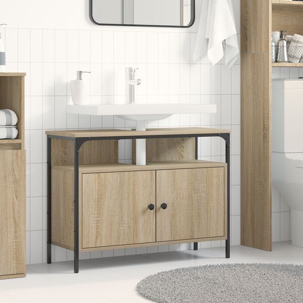 vidaXL Νιπτήρας Μπάνιου Καμπίνα Σονομά Οξιά 80x30x60 εκ Επεξεργασμένο Ξύλο