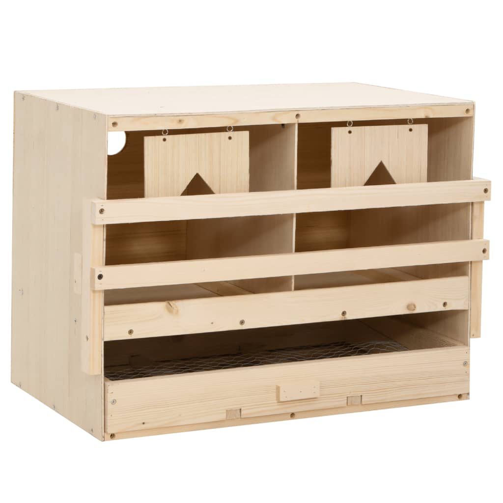 vidaXL Φωλιά για Κότες με 2 Θέσεις 63x40x45 εκ. από Μασίφ Ξύλο Πεύκου