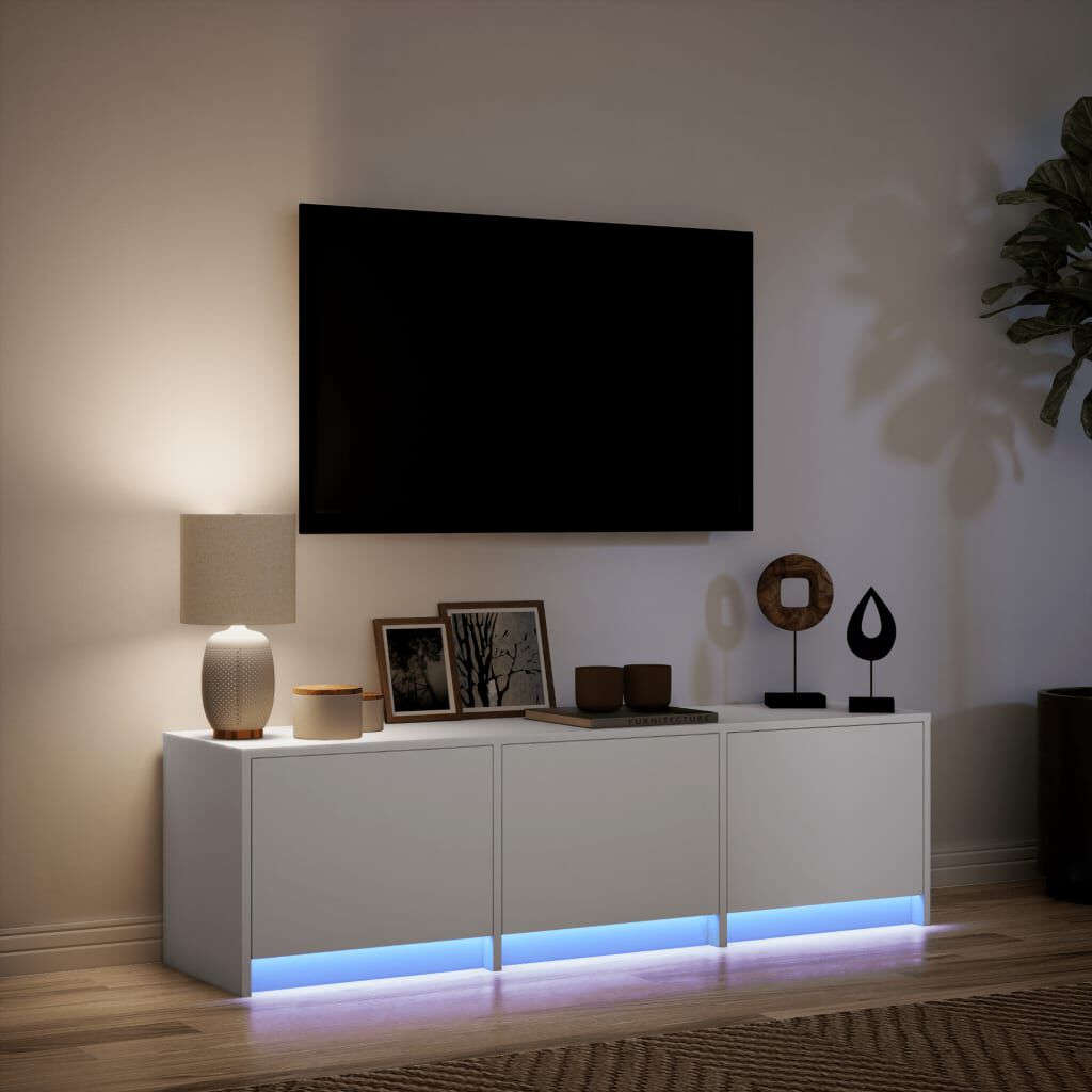 vidaXL Έπιπλο Τηλεόρασης με LED Λευκό 140x34x40 εκ. από Επεξ. Ξύλο