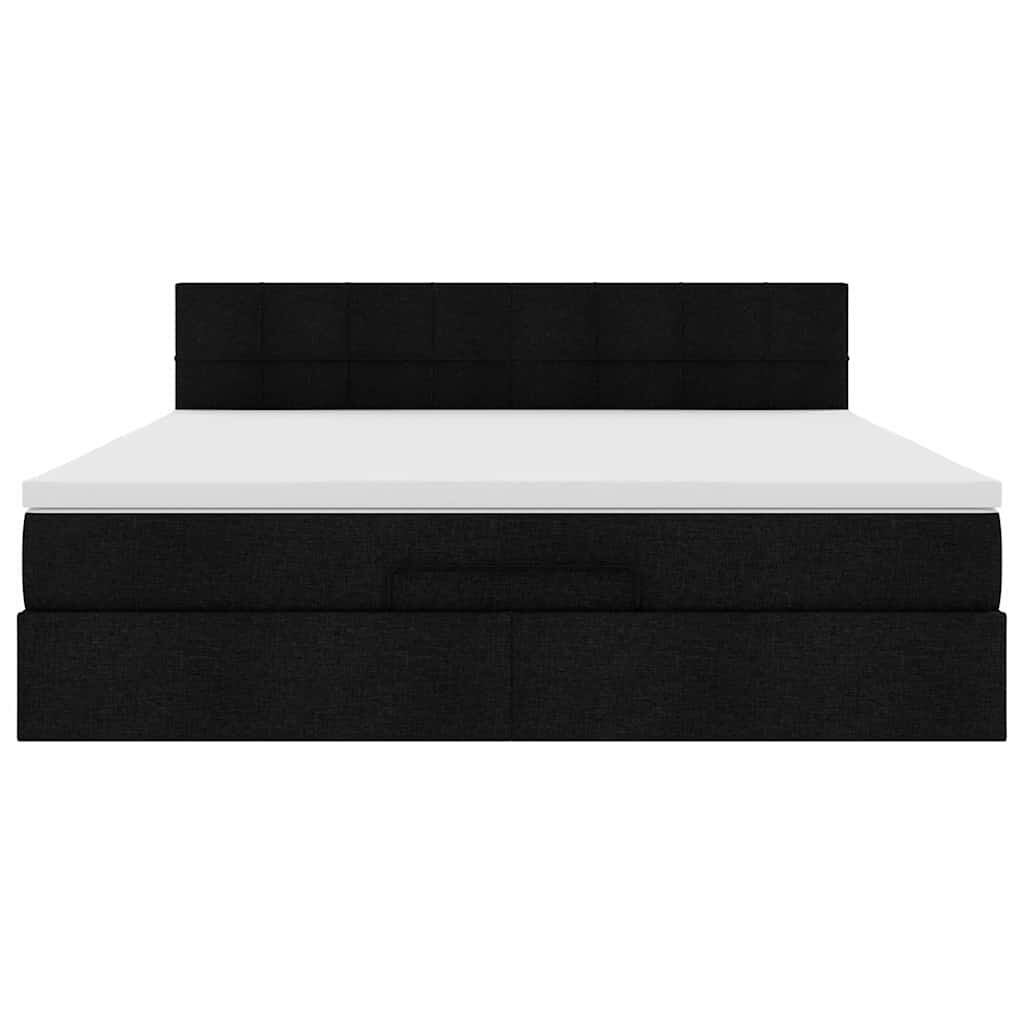 vidaXL Οθωμανικό κρεβάτι με στρώμα Μαύρο 180x200cm Ύφασμα