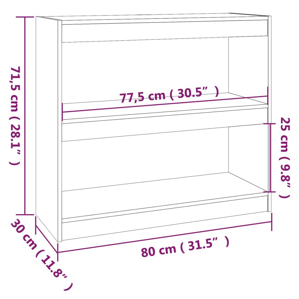 vidaXL Βιβλιοθήκη/Διαχωριστικό Χώρου 80x30x71,5 εκ. Μασίφ Ξύλο Πεύκου