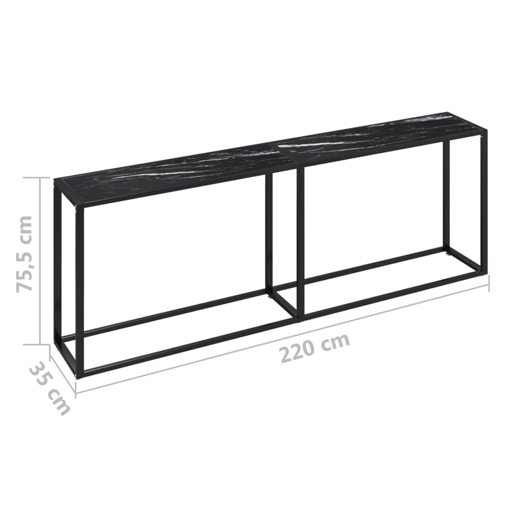 vidaXL Τραπέζι Κονσόλα Μαύρο Όψη Μαρμάρου 220x35x75,5 εκ. Ψημένο Γυαλί