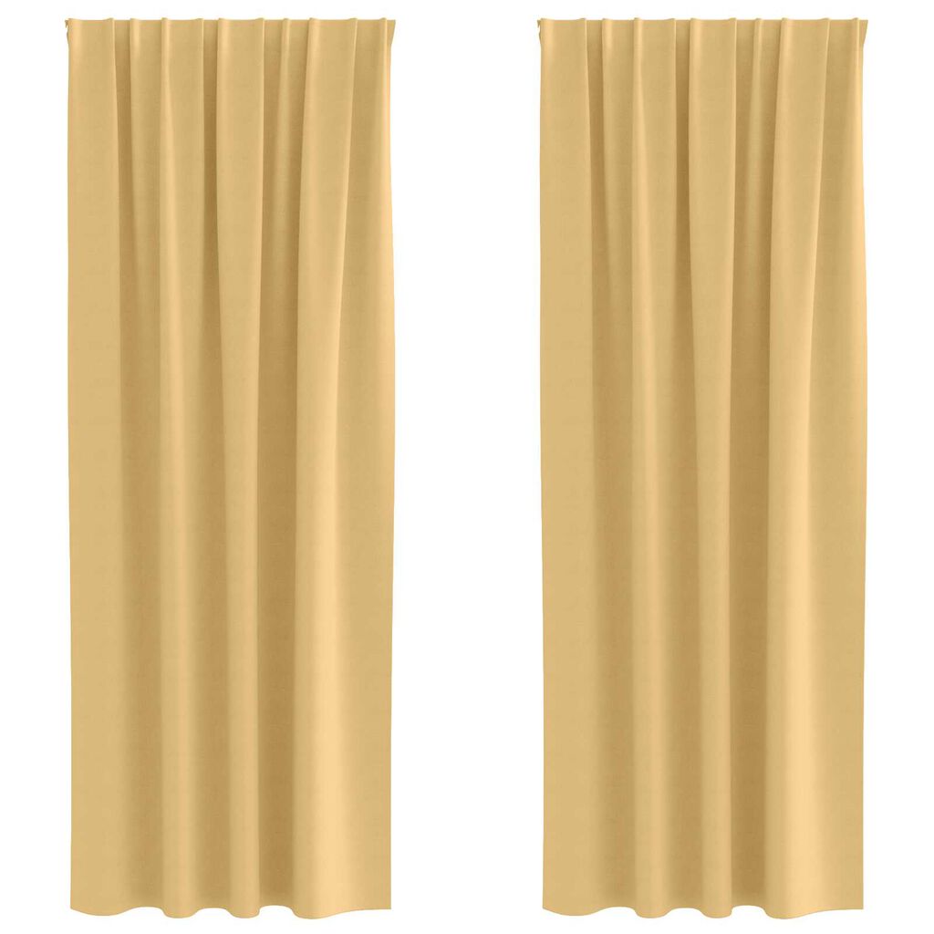 vidaXL Κουρτίνες με κουρτίνες 2 pcs Μπεζ 260 x 140 εκ. Πολυεστέρας