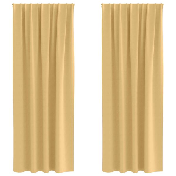 vidaXL Κουρτίνες με κουρτίνες 2 pcs Μπεζ 260 x 140 εκ. Πολυεστέρας