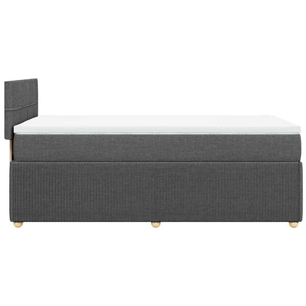 vidaXL Κρεβάτι Boxspring με Στρώμα Σκούρο Γκρι 90x200 εκ. Υφασμάτινο
